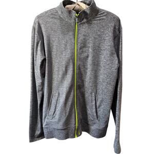 SODO Apparel Mens Gray Heathered Long Sleeve Full Zip Performance Hoody Size L